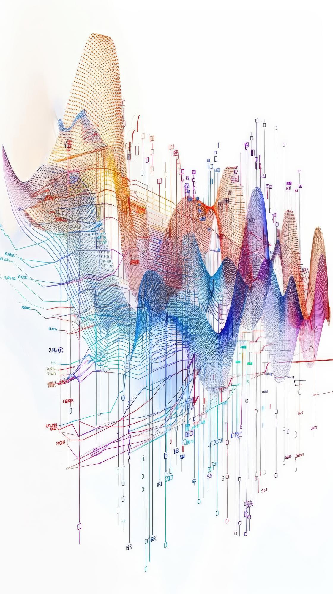 Futuristische Darstellung von Finanzfluss in Diagrammen